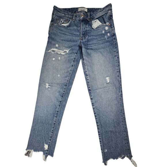 We The Free People Jeans Women's Size 24 (27x25) Mid Rise Distressed Button Fly - Picture 1 of 8
